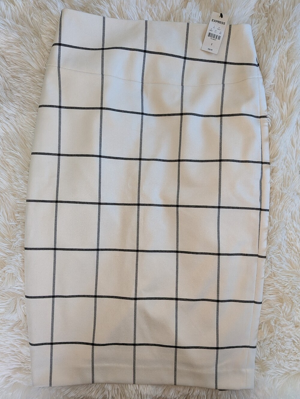 Express White Pencil Skirt with Black Windowpane Grid- NWT - Picture 1 of 5